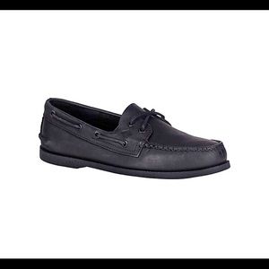 Black leather Sperry Topsiders, EUC - worn 3 times